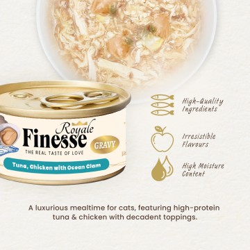 Finesse Royale Tuna & Chicken with Ocean Clam Gravy 85g (24 cans)